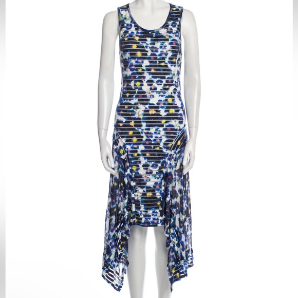 Fuzzi by Jean Paul Gaultier Floral Striped Mesh Whimsigoth Midi Dress - Picture 2 of 6